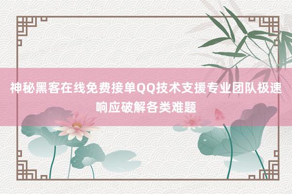 神秘黑客在线免费接单QQ技术支援专业团队极速响应破解各类难题