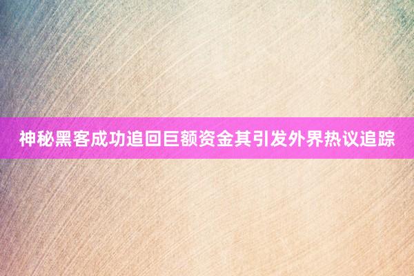 神秘黑客成功追回巨额资金其引发外界热议追踪
