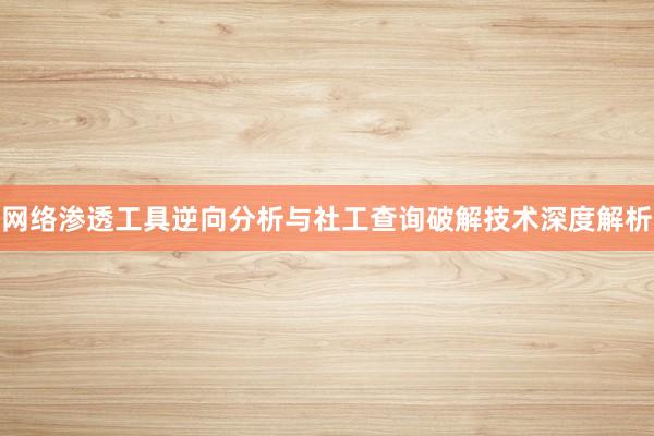 网络渗透工具逆向分析与社工查询破解技术深度解析