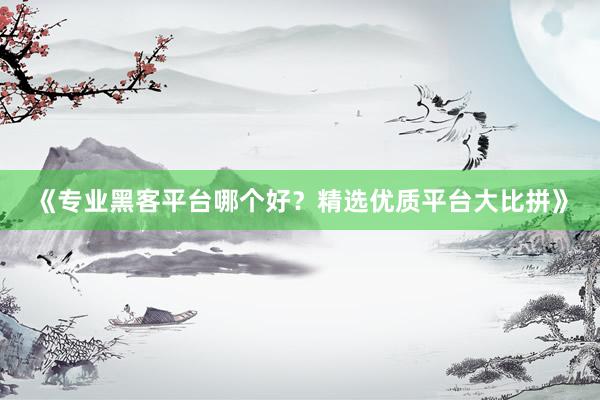 《专业黑客平台哪个好？精选优质平台大比拼》